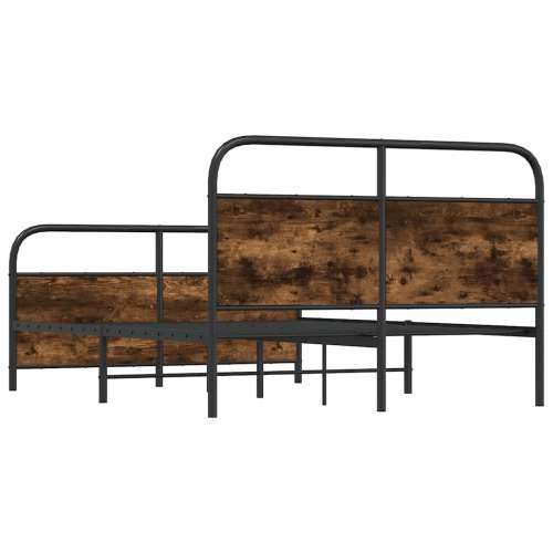 Metalni okvir kreveta bez madraca boja hrasta 137x190 cm - Dimljeni hrast 137 x 190 cm s uzglavljem i podnožjem Cijena