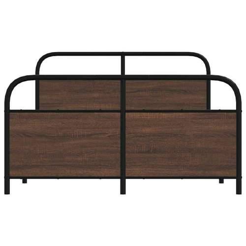Metalni okvir kreveta bez madraca smeđa boja hrasta 137x190 cm - Smeđi hrast 137 x 190 cm s uzglavljem i podnožjem Cijena