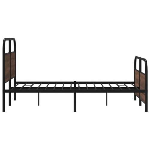 Metalni okvir kreveta bez madraca smeđa boja hrasta 137x190 cm - Smeđi hrast 137 x 190 cm s uzglavljem i podnožjem Cijena