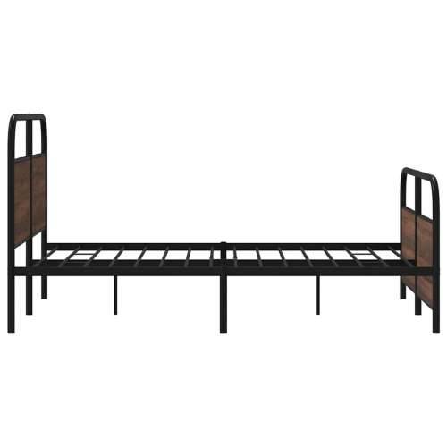 Metalni okvir kreveta bez madraca smeđa boja hrasta 140x200 cm - Smeđi hrast 140 x 200 cm s uzglavljem i podnožjem Cijena