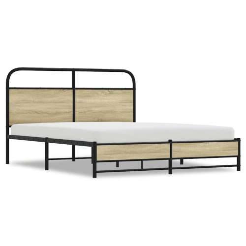 Metalni okvir kreveta bez madraca boja hrasta sonome 160x200 cm - sonoma hrast 160 x 200 cm s uzglavljem i dvostrukim niskim pod Cijena