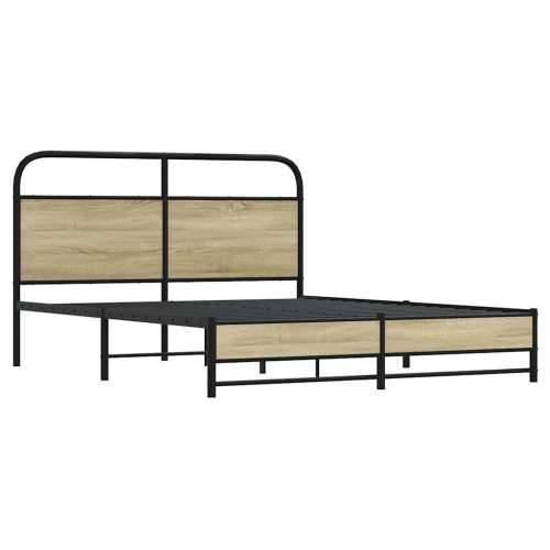 Metalni okvir kreveta bez madraca boja hrasta sonome 160x200 cm - sonoma hrast 160 x 200 cm s uzglavljem i dvostrukim niskim pod Cijena