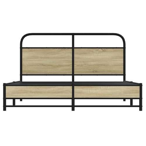 Metalni okvir kreveta bez madraca boja hrasta sonome 160x200 cm - sonoma hrast 160 x 200 cm s uzglavljem i dvostrukim niskim pod Cijena