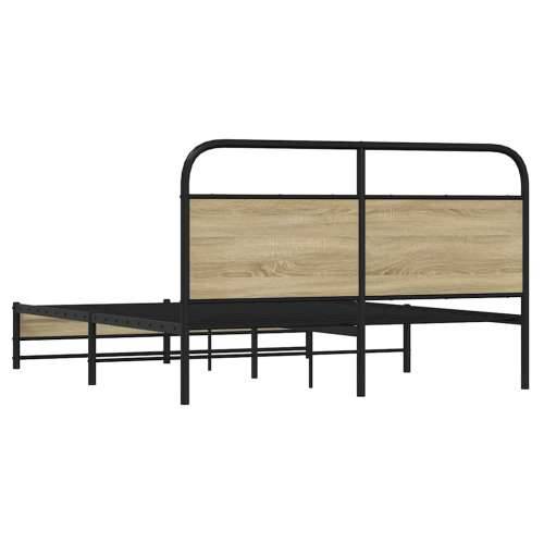 Metalni okvir kreveta bez madraca boja hrasta sonome 160x200 cm - sonoma hrast 160 x 200 cm s uzglavljem i dvostrukim niskim pod Cijena