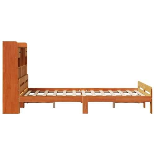 Krevet s regalom za knjige bez madraca 135 x 190 cm od borovine - Voštano smeđa 135 x 190cm Cijena