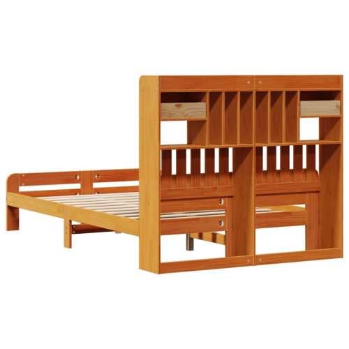 Krevet s regalom za knjige bez madraca 135 x 190 cm od borovine - Voštano smeđa 135 x 190cm Cijena