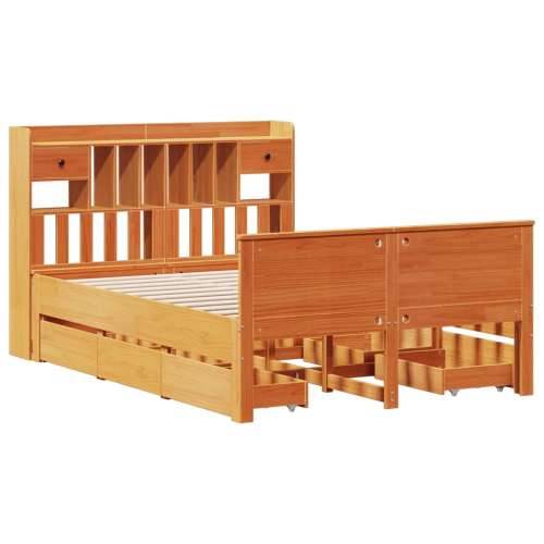 Krevet s regalom za knjige bez madraca 150x200 cm od borovine - Voštano smeđa 150 x 200cm Cijena