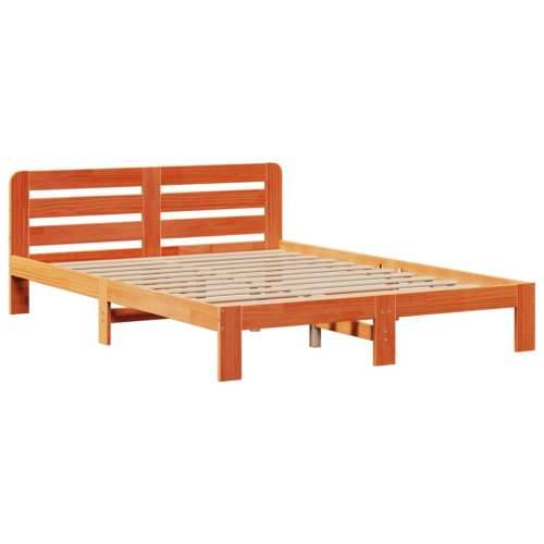 Krevet s regalom za knjige bez madraca 140 x 190 cm od borovine - Voštano smeđa 140 x 190 cm Cijena