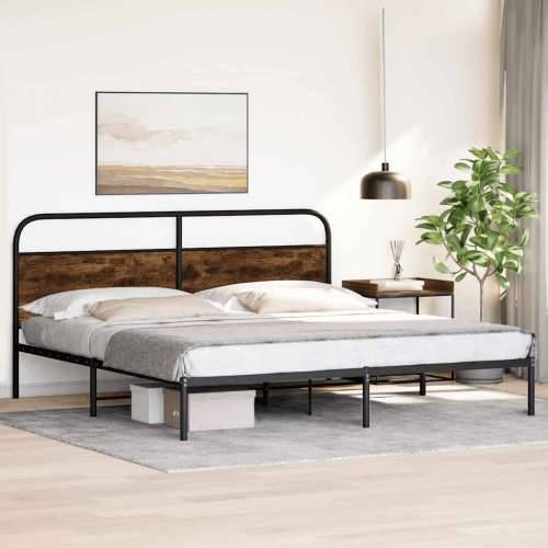 Metalni okvir kreveta bez madraca boja hrasta 180x200 cm - Dimljeni hrast 180 x 200 cm s uzglavljem Cijena