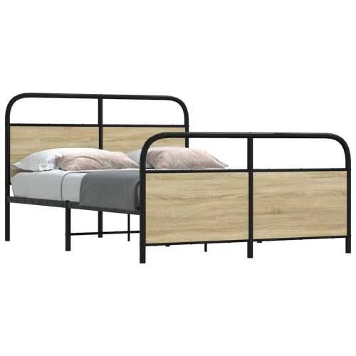 Metalni okvir kreveta bez madraca boja hrasta sonome 137x190 cm - sonoma hrast 137 x 190 cm s uzglavljem i podnožjem Cijena