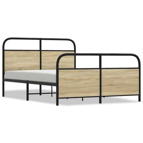 Metalni okvir kreveta bez madraca boja hrasta sonome 137x190 cm - sonoma hrast 137 x 190 cm s uzglavljem i podnožjem Cijena
