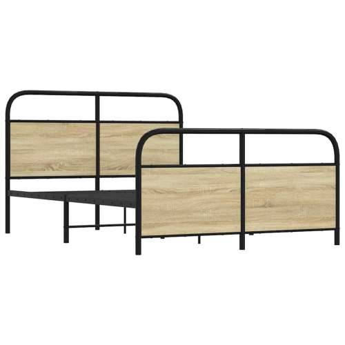 Metalni okvir kreveta bez madraca boja hrasta sonome 137x190 cm - sonoma hrast 137 x 190 cm s uzglavljem i podnožjem Cijena