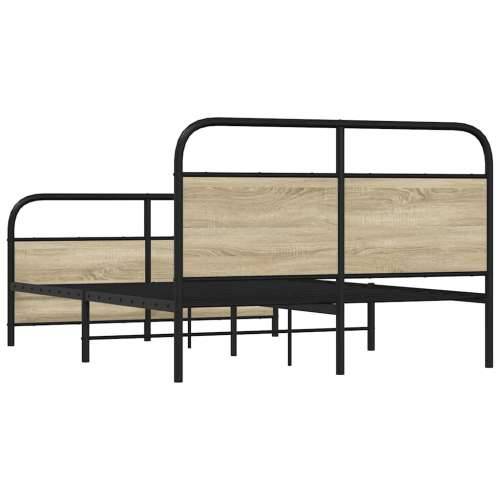 Metalni okvir kreveta bez madraca boja hrasta sonome 137x190 cm - sonoma hrast 137 x 190 cm s uzglavljem i podnožjem Cijena
