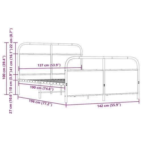 Metalni okvir kreveta bez madraca boja hrasta sonome 137x190 cm - sonoma hrast 137 x 190 cm s uzglavljem i podnožjem Cijena