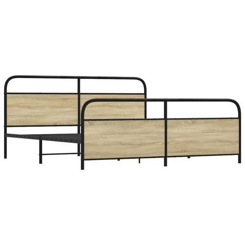Metalni okvir kreveta bez madraca boja hrasta sonome 183x213 cm - sonoma hrast 183 x 213 cm s uzglavljem i podnožjem Cijena