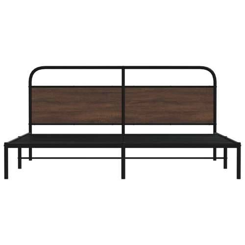 Metalni okvir kreveta bez madraca smeđa boja hrasta 193x203 cm - Smeđi hrast 193 x 203 cm s uzglavljem Cijena