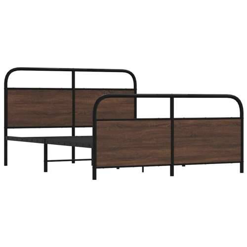 Metalni okvir kreveta bez madraca smeđa boja hrasta 160x200 cm - Smeđi hrast 160 x 200 cm s uzglavljem i podnožjem Cijena