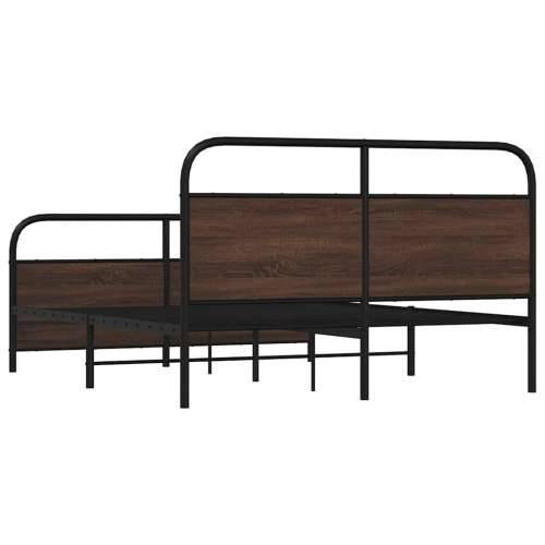 Metalni okvir kreveta bez madraca smeđa boja hrasta 160x200 cm - Smeđi hrast 160 x 200 cm s uzglavljem i podnožjem Cijena