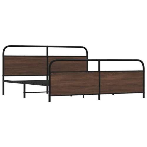 Metalni okvir kreveta bez madraca smeđa boja hrasta 183x213 cm - Smeđi hrast 183 x 213 cm s uzglavljem i podnožjem Cijena