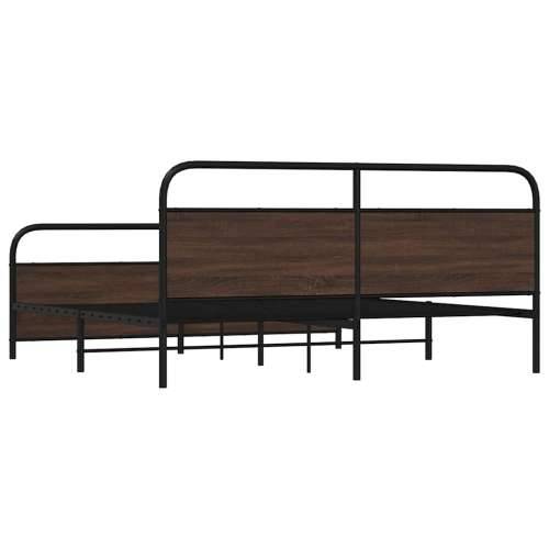 Metalni okvir kreveta bez madraca smeđa boja hrasta 183x213 cm - Smeđi hrast 183 x 213 cm s uzglavljem i podnožjem Cijena