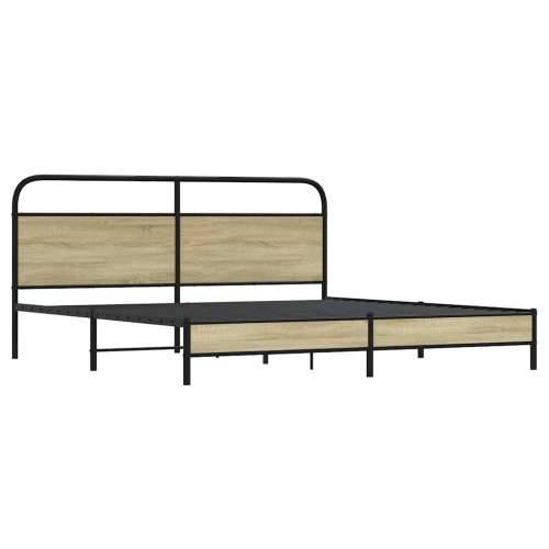 Metalni okvir kreveta bez madraca boja hrasta sonome 183x213 cm - sonoma hrast 183 x 213 cm s uzglavljem i niskim podnožjem Cijena