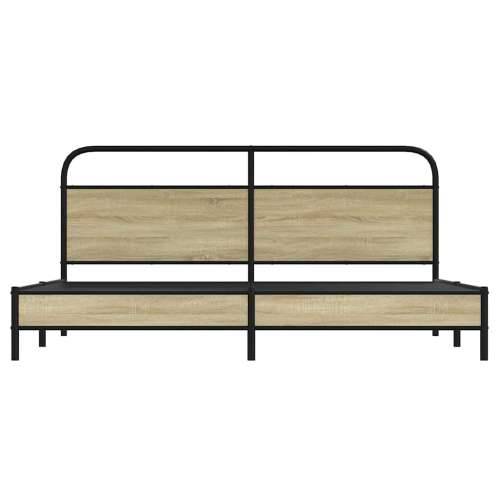 Metalni okvir kreveta bez madraca boja hrasta sonome 183x213 cm - sonoma hrast 183 x 213 cm s uzglavljem i niskim podnožjem Cijena