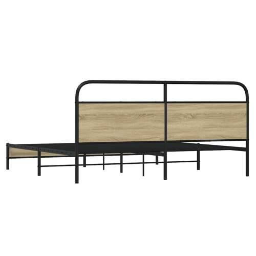 Metalni okvir kreveta bez madraca boja hrasta sonome 183x213 cm - sonoma hrast 183 x 213 cm s uzglavljem i niskim podnožjem Cijena