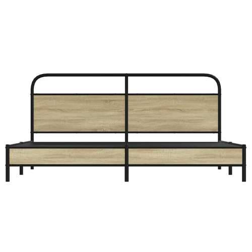 Metalni okvir kreveta bez madraca boja hrasta sonome 200x200 cm - sonoma hrast 200 x 200 cm s uzglavljem i niskim podnožjem Cijena