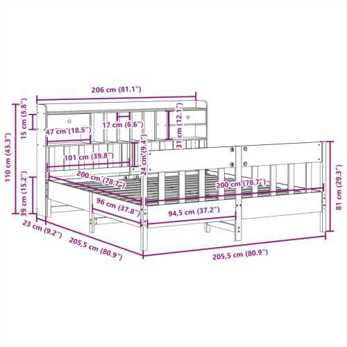 Okvir kreveta bez madraca 200 x 200 cm od masivne borovine - Prirodna 200 x 200 cm Cijena