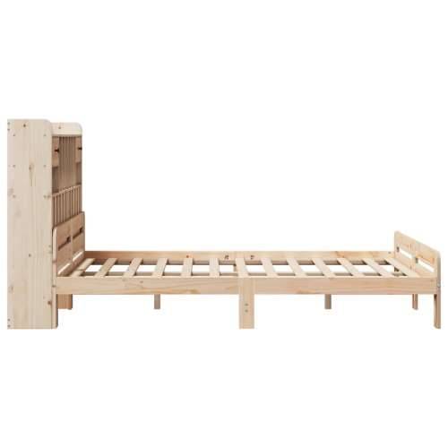 Krevet s regalom za knjige bez madraca 160x200 cm od borovine - Prirodna 160 x 200 cm Cijena