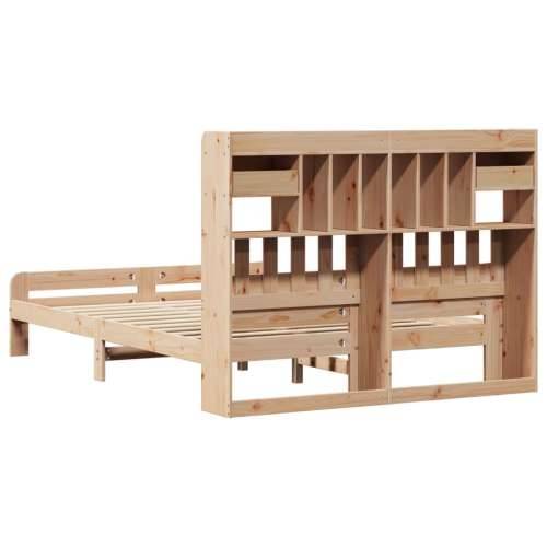 Krevet s regalom za knjige bez madraca 160x200 cm od borovine - Prirodna 160 x 200 cm Cijena