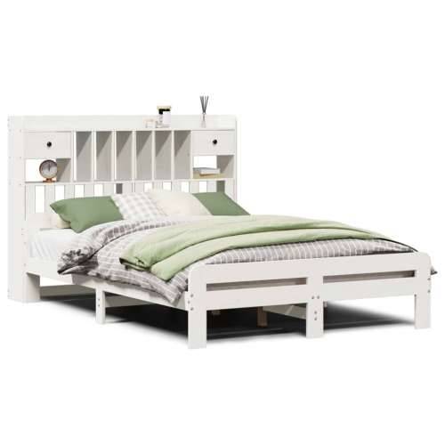 Krevet s regalom z knjige bez madraca bijeli 140x190cm borovina - Bijela 140 x 190 cm Cijena