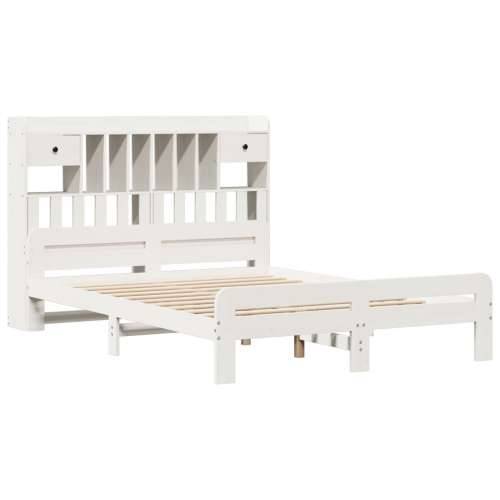 Krevet s regalom z knjige bez madraca bijeli 140x190cm borovina - Bijela 140 x 190 cm Cijena