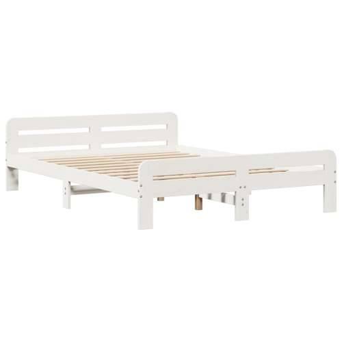 Krevet s regalom z knjige bez madraca bijeli 140x190cm borovina - Bijela 140 x 190 cm Cijena