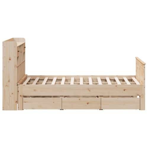 Krevet s regalom za knjige bez madraca 140x190 cm od borovine - Prirodna 140 x 190 cm Cijena