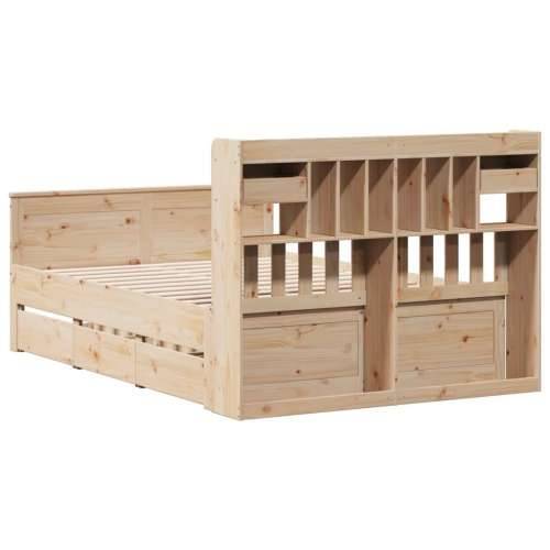 Krevet s regalom za knjige bez madraca 140x190 cm od borovine - Prirodna 140 x 190 cm Cijena
