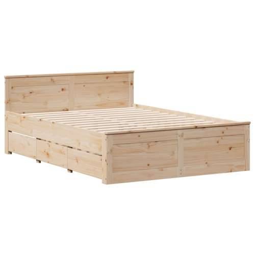 Krevet s regalom za knjige bez madraca 140x190 cm od borovine - Prirodna 140 x 190 cm Cijena