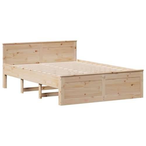 Krevet s regalom za knjige bez madraca 140x190 cm od borovine - Prirodna 140 x 190 cm Cijena