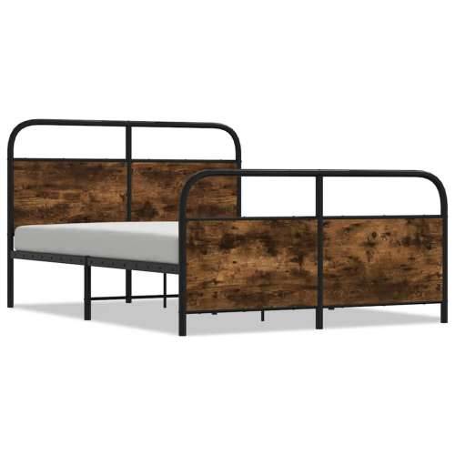 Metalni okvir kreveta bez madraca boja hrasta 140x190 cm - Dimljeni hrast 140 x 190 cm s uzglavljem i podnožjem Cijena
