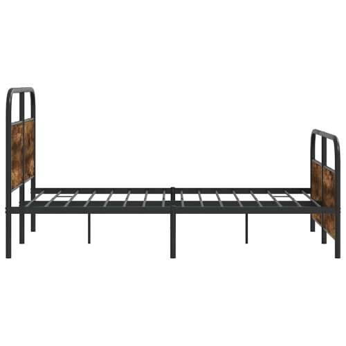 Metalni okvir kreveta bez madraca boja hrasta 140x190 cm - Dimljeni hrast 140 x 190 cm s uzglavljem i podnožjem Cijena