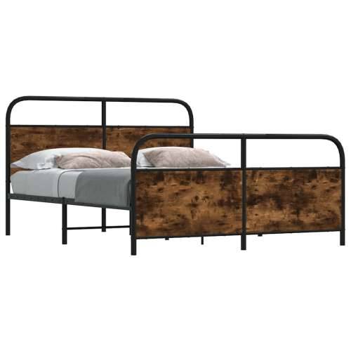 Metalni okvir kreveta bez madraca boja hrasta 150 x 200 cm - Dimljeni hrast 150 x 200 cm s uzglavljem i podnožjem Cijena