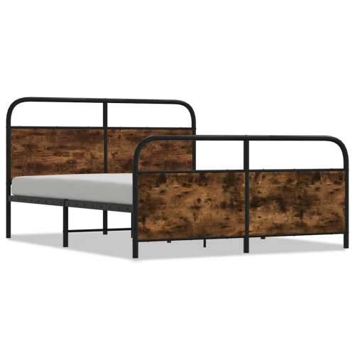 Metalni okvir kreveta bez madraca boja hrasta 150 x 200 cm - Dimljeni hrast 150 x 200 cm s uzglavljem i podnožjem Cijena