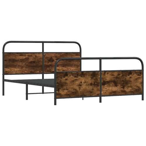 Metalni okvir kreveta bez madraca boja hrasta 150 x 200 cm - Dimljeni hrast 150 x 200 cm s uzglavljem i podnožjem Cijena