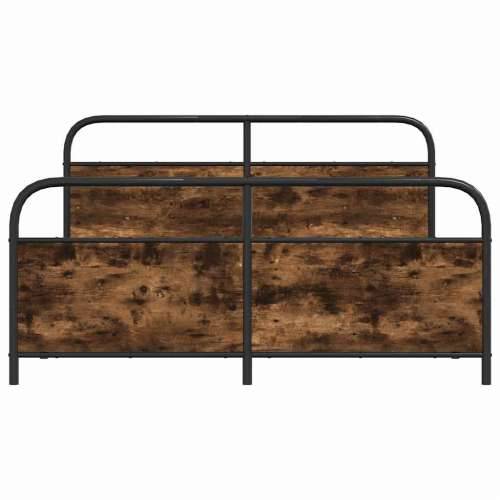 Metalni okvir kreveta bez madraca boja hrasta 150 x 200 cm - Dimljeni hrast 150 x 200 cm s uzglavljem i podnožjem Cijena