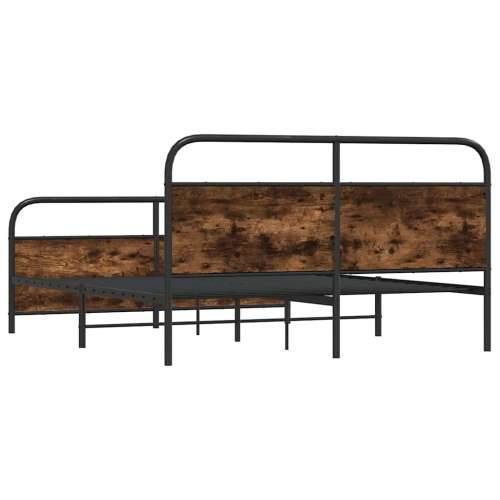 Metalni okvir kreveta bez madraca boja hrasta 200x200 cm - Dimljeni hrast 200 x 200 cm s uzglavljem i podnožjem Cijena
