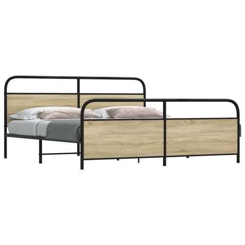 Metalni okvir kreveta bez madraca boja hrasta sonome 193x203 cm - sonoma hrast 193 x 203 cm s uzglavljem i podnožjem Cijena