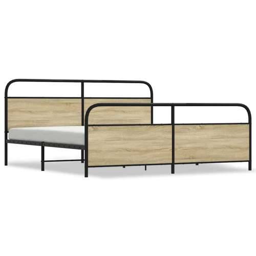 Metalni okvir kreveta bez madraca boja hrasta sonome 193x203 cm - sonoma hrast 193 x 203 cm s uzglavljem i podnožjem Cijena