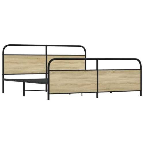 Metalni okvir kreveta bez madraca boja hrasta sonome 193x203 cm - sonoma hrast 193 x 203 cm s uzglavljem i podnožjem Cijena