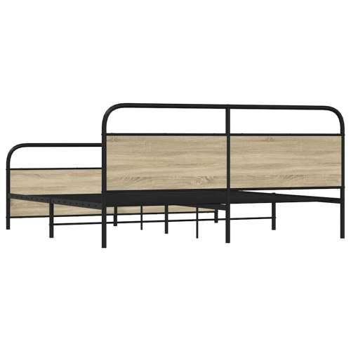 Metalni okvir kreveta bez madraca boja hrasta sonome 193x203 cm - sonoma hrast 193 x 203 cm s uzglavljem i podnožjem Cijena