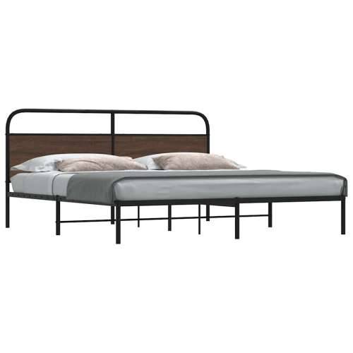 Metalni okvir kreveta bez madraca smeđa boja hrasta 180x200 cm - Smeđi hrast 180 x 200 cm s uzglavljem Cijena